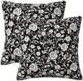 KiuLoam Black Cream Floral Pillow Covers 20x20 Set of 2 Modern Vintage