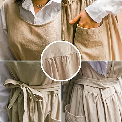 Plus Size Apron Adjustable Waistline Bib Apron,Soft Cotton Blend Apron