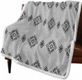 Fleece Sherpa Bed Blankets, Grey Boho Microfiber Plush Flannel Throw