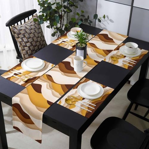 Gradient Brown Table Mats Set of 6 With Table Runner 90 Inches Long