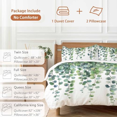 Chic D Duvet Cover Set Queen Size Green Leaves Branch Comforter Sets 1