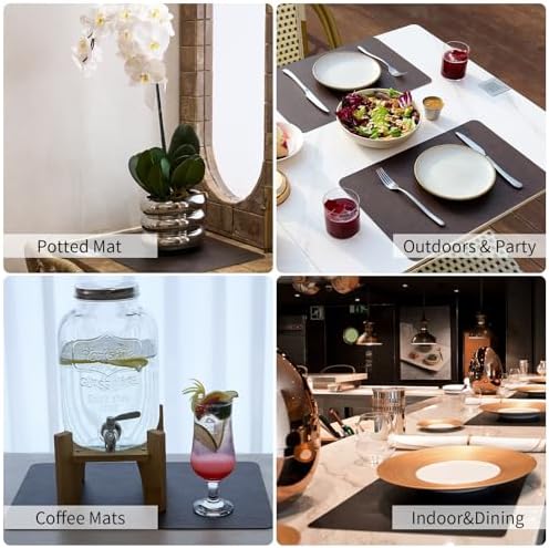 Cowhide Pattern Faux Leather Placemats Set of 6,Heat Resistant