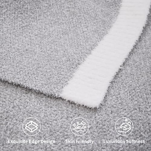 Light Gray Throw Blanket for Couch, Reversible Super Soft Cozy