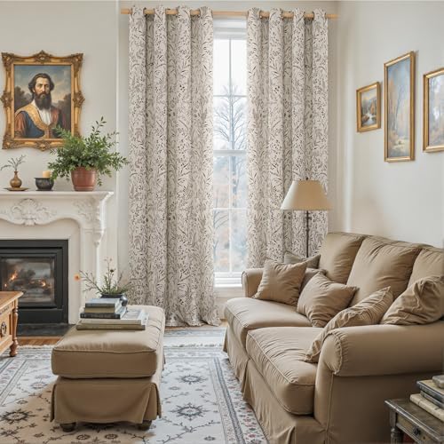 BGment Brown French Country Curtains for Living Room - Fall Jacquard