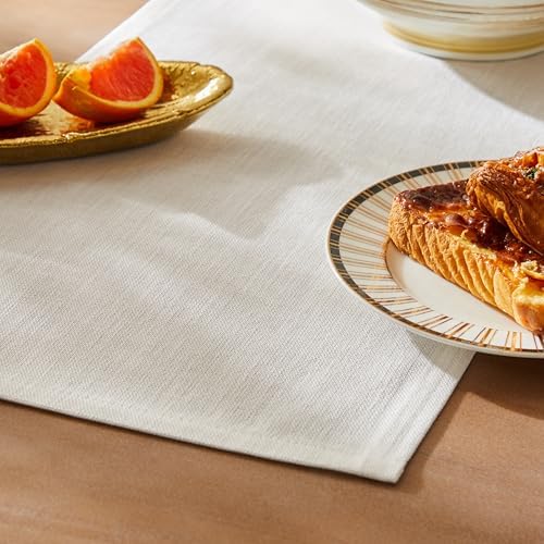ZeeMart Rustic Cotton Linen Table Runner, 13x108 Inches Off White