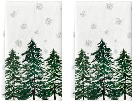 Artoid Mode Green Trees Merry Christmas Kitchen Towels Set of 2 18x26