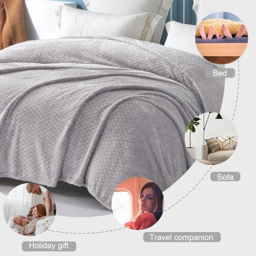 Exclusivo Mezcla Soft Fleece Bed Blanket King Size, 90”x104”, Light