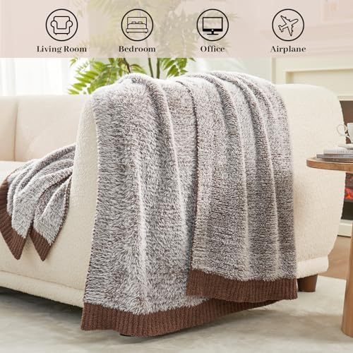 Amélie Home Faux Fur Throw Blanket, Heather Brown, 60"x80"