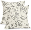 Floral Pillow Covers 20x20 Inch Black and Cream Outdoor Decorative