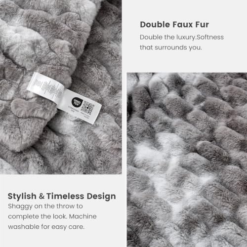 Cozy Bliss Double-Sided Soft Faux Fur Throw Blanket,60"x80", ie-Dye