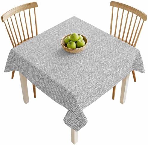 Square Tablecloth, Modern Gray Linen Texture Waterproof Table Cloth