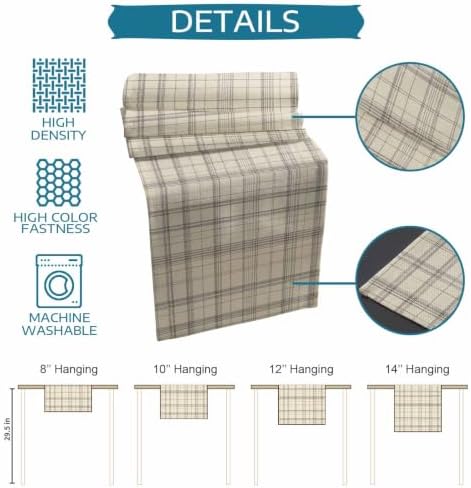 Taupe Gingham Table Runner and Placemats Set of 6 Urban Minimalist