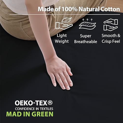 2 Pack Twin XL Fitted Sheets, 100% Egyptian Cotton, Black