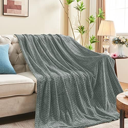 inhand Grey Fleece King Blanket for Bed, Super Soft Flannel Cozy