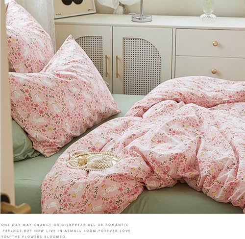 4 Piece Cotton Floral Bedding Set, Floral Bedding Duvet Cover Set