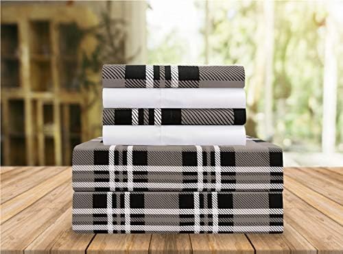 Elegant Comfort Luxury Soft Bed Sheets Plaid Pattern - 1500 Premium