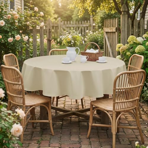 Romanstile Round Tablecloth 70 Inch, Beige