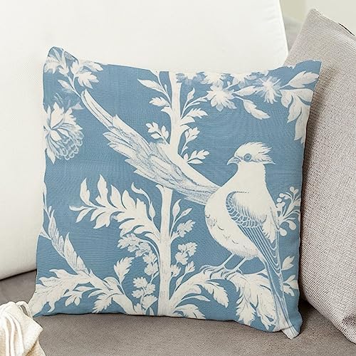 ArogGeld Teal Blue Chinoiserie Bird Floral Throw Pillows Botanicals