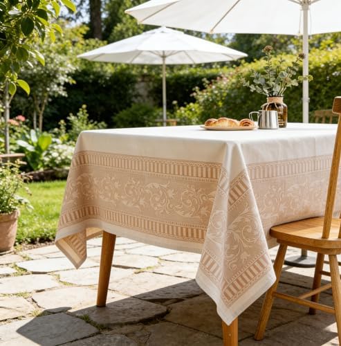 MANGATA CASA Rectangle Tablecloth Faux Cotton Waterproof and Wrinkle
