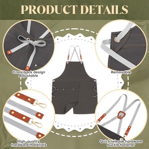 4 Pcs Pottery Aprons Split Leg Apron with Pockets Adjustable Straps