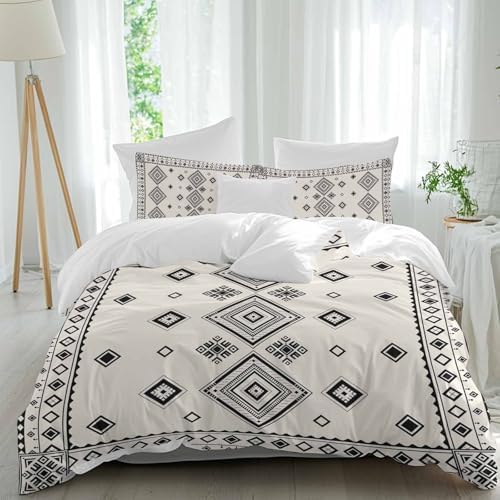 Grey Boho Bedding Full Duvet Cover Set, 3 Piece Microfiber Soft