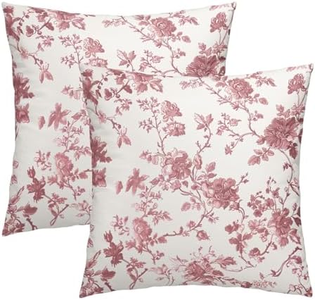 Dusty Rose Floral Pillow Covers 20x20 Inch Modern Neutral Dusty Rose
