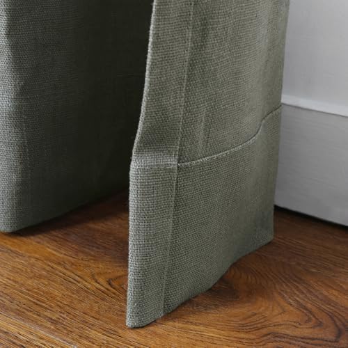 TWOPAGES Pinch Pleated Linen Curtains 108 Inches Long Stone Grey