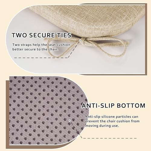 ELFJOY Non-Slip Chair Cushions for Dining Chairs Beige 16.7"x16"