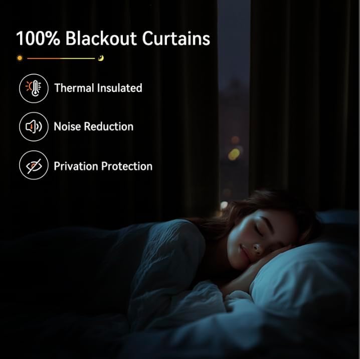 100% Blackout Shield Linen Textured Total Blackout Curtains 63 Inches