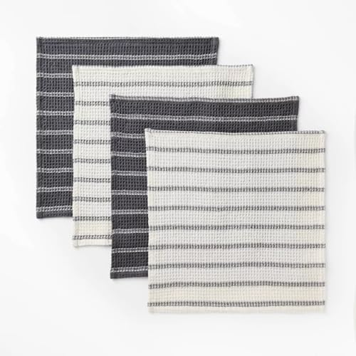 Figmint Waffle Kitchen Towels (4pk Dish Cloth Set Dark Gray) 12"x12"