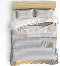 Duvet Cover Set Queen, Grey Stripes Abstract Geometric 3 Piece Bedding