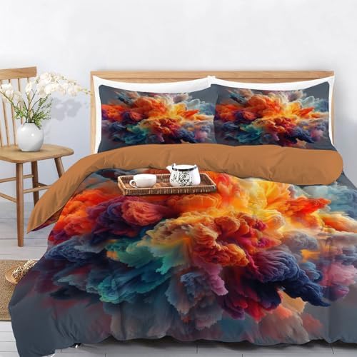 grey Duvet Cover Queen Size, 3 Piece 100% Microfiber Cotton 1 Duvet
