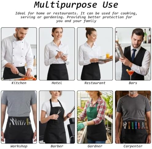 12 Pack Server Aprons With 3 Pockets Black Waist Apron Black Aprons