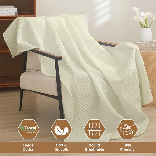 Waffle Weave Full Size Blanket - 100% Tencel Cotton Blanket - Soft