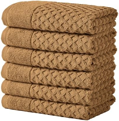 Great Bay Home Hand Towels - 100% Cotton 6 Pack 26x16 Hand Towel Set