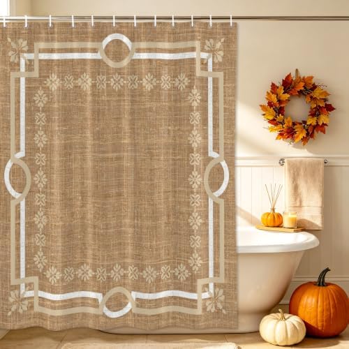 Taupe Gray Botanical Waterproof Shower Curtains Set - Vintage Florals