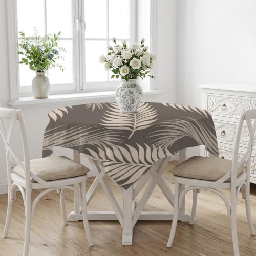 Rustic Palm Leaves Table Cloth, Tropical Leaf Botanical Summer Gray