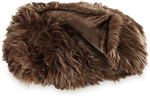 Signature Design by Ashley Luxury Brown Faux Fur Throw Blanket, 50x60