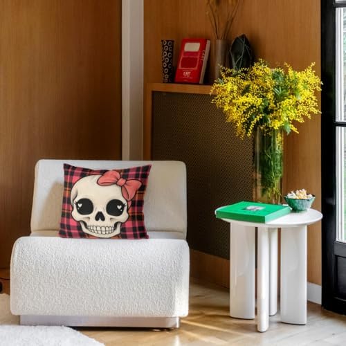 Plaid Accent Pillow Covers 22x22 Inch Set of 2 Linen for Halloween
