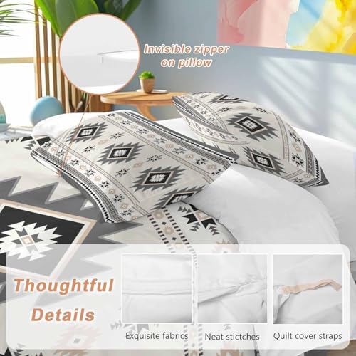Gray Beige Boho Bedding Duvet Cover Queen Size - 1 Quilt Cover 90x90