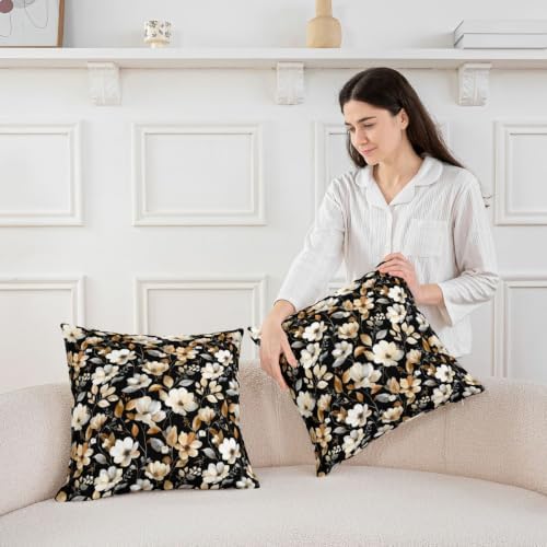 Feelyou Kids Vintage Dark Floral Throw Pillow Covers Set of 2 22"x22"