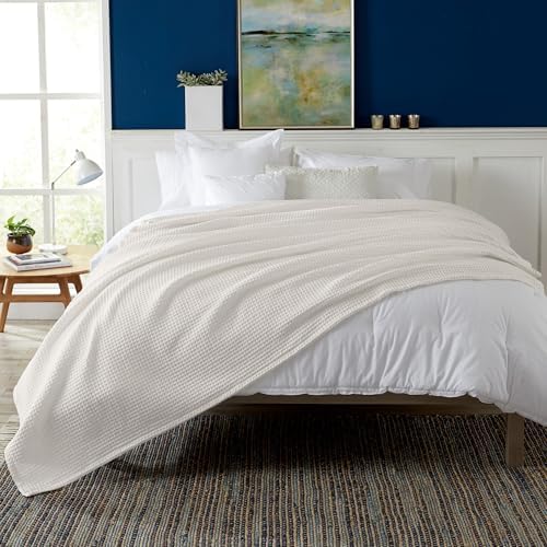 100% Cotton Waffle Weave Queen Bed Blanket | Soft, Breathable, and