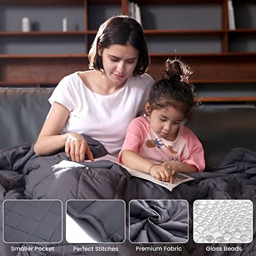 Syrinx Twin Size Weighted Blanket 10 lbs, 48'' x 72'', Dark Grey
