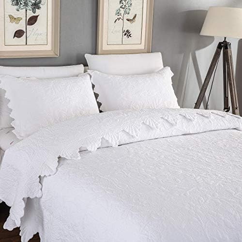 Brandream White Vintage Quilt Bedding Set Queen Size Quilt Set