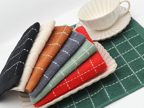 Cotton Dish Cloths, Dish Rags for Washing Dishes, Set of 6