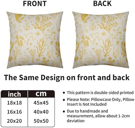 Yellow Floral Pillow Covers 20X20 Set of 2, Spring Flower Wildflowers