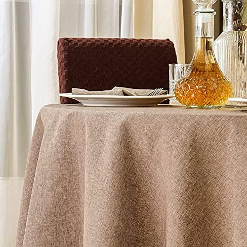 Mebakuk Round Table Cloth Linen Farmhouse Tablecloth Waterproof