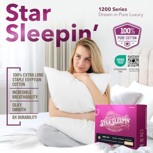 TEXAS LINEN CO. 1200 Series Egyptian Cotton Sheets King Size, Dark