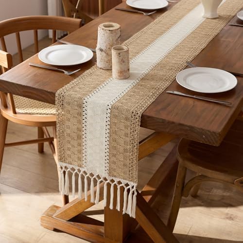 Baccessor Farmhouse Boho Table Runner for Fall Home Decor 12 x 36 Inch