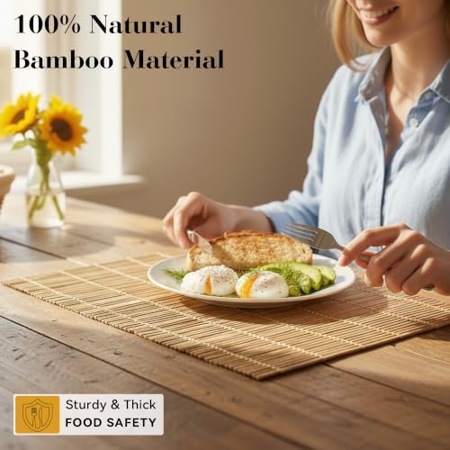 8-Pack Bamboo Placemats,Woven Heat-Resistant Rectangular Table